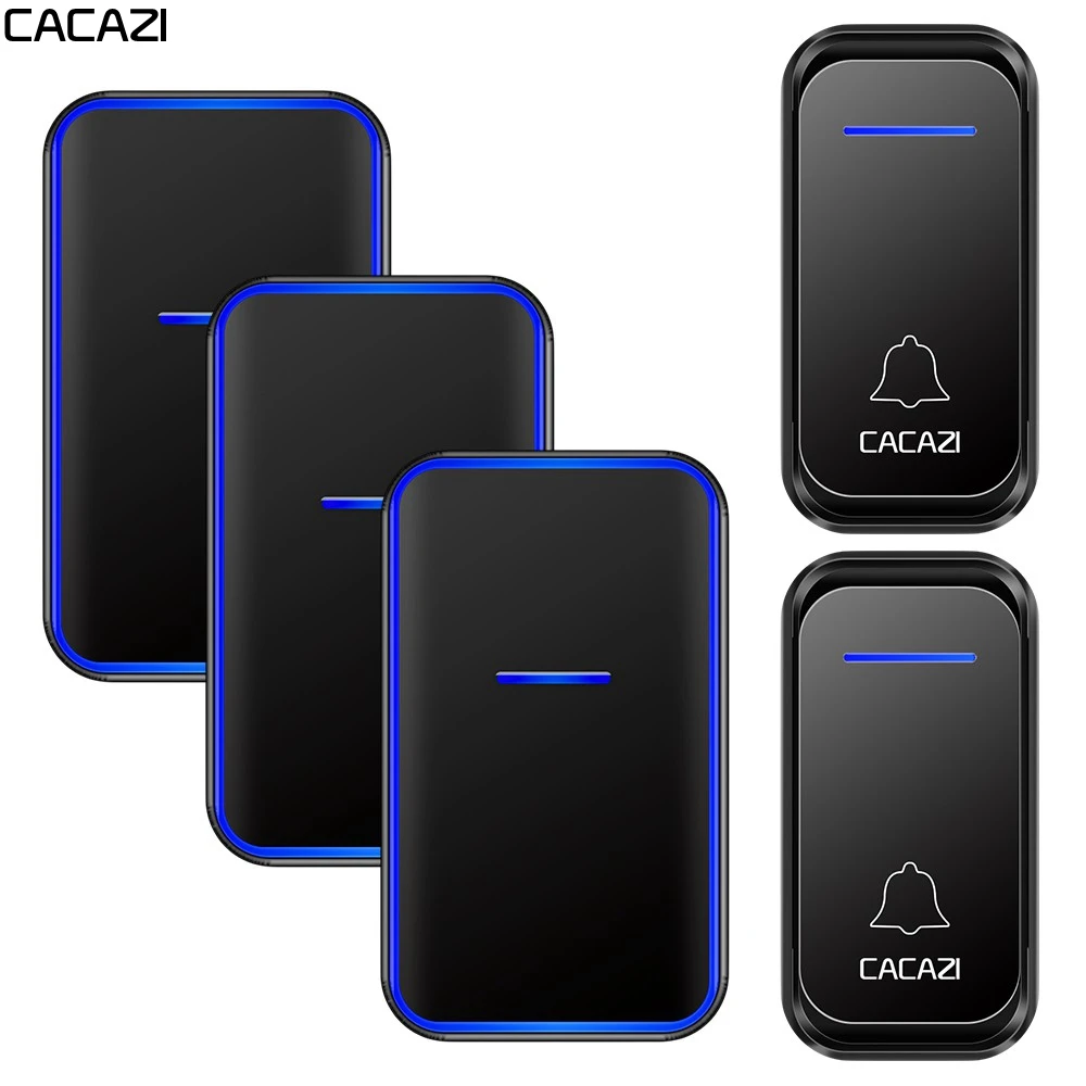

CACAZI Wireless Doorbell Waterproof 2 Button 2 Receiver US EU UK AU Plug 300M Remote Home Welcome Calling Door Bell Chime