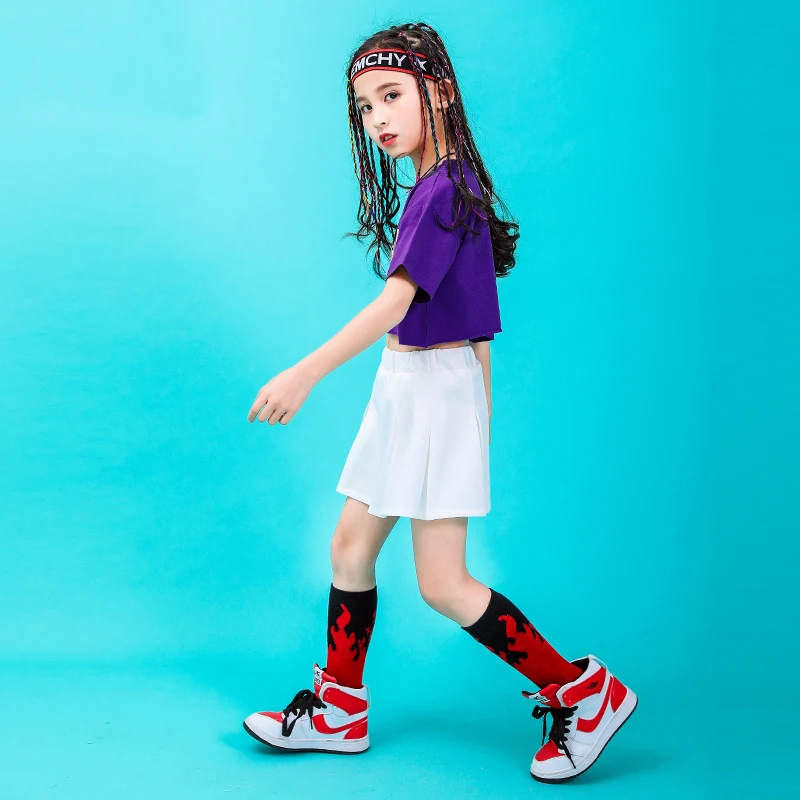 Summer baby girls clothing set Cotton cheerleader costume kids hip hop dance costumes kids toddler girl clothes 130 140 150 160 (6)