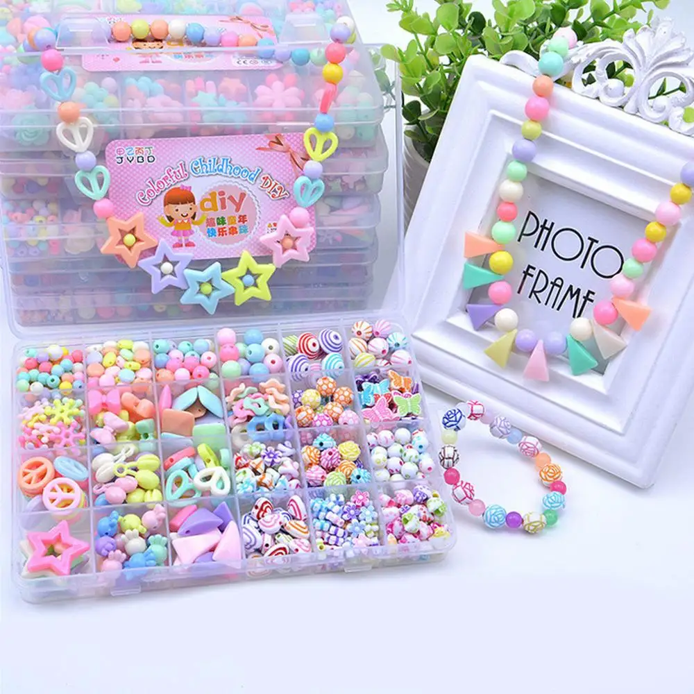 

24-Grid Plastic DIY Beads Set Kit Early Educational Toy for Kids Children Boys Girl Bracelet Necklace Hair Hoop Making