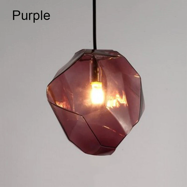 Современный стеклянный подвесной светильник, Кристальный цветной подвесной светильник, светодиодный подвесной светильник в скандинавском стиле для гостиной, спальни, кухни, столовой G9 - Цвет корпуса: Purple no bulb