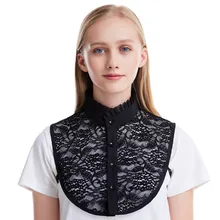 Женские короткие кружевные топы с воротником, женские съемные воротники, полиэстер, без рукавов, шифон, Vadim