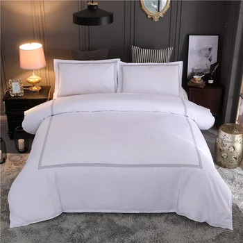 

White Color Embroidered Hotel Bedding Sets Queen King Duvet Cover Set 3pcs Bed Set Quilt Cover Bed linen (No Sheet No Filling)