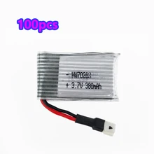 100 ПК 3,7 V 380mAh литий-полимерный Батарея для Eachine E20 Hubsan H107 H107L H107C H107D СИЦ H6C H108C H6D Wltoys V252 V939 JXD 385 392 388