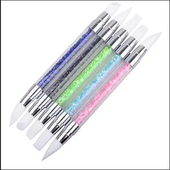 

5pcs/lot Professional Gel Pen Set Beauty Nailart 2 Way Silicone Drawing Diamond Stone Brushes Manicure Crystal Acrylic Brush