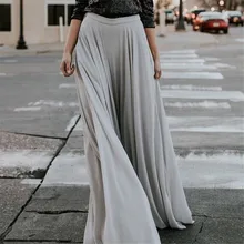 Винтажная Женская Ретро шифоновая плиссированная Двухслойная юбка новые женские длинные эластичные юбки горячая Распродажа серые юбки макси с высокой талией