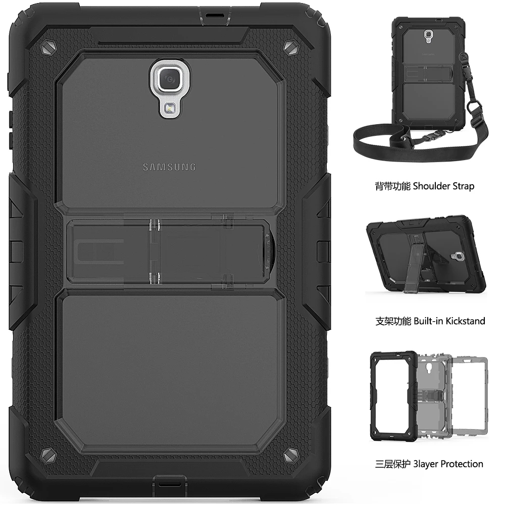 Кремния + PC Combo + ремень Tablet Case для Samsung Galaxy Tab A A2 10,5 "2018 T590 T595 Дети дети Безопасный Drop Сопротивление Крышка