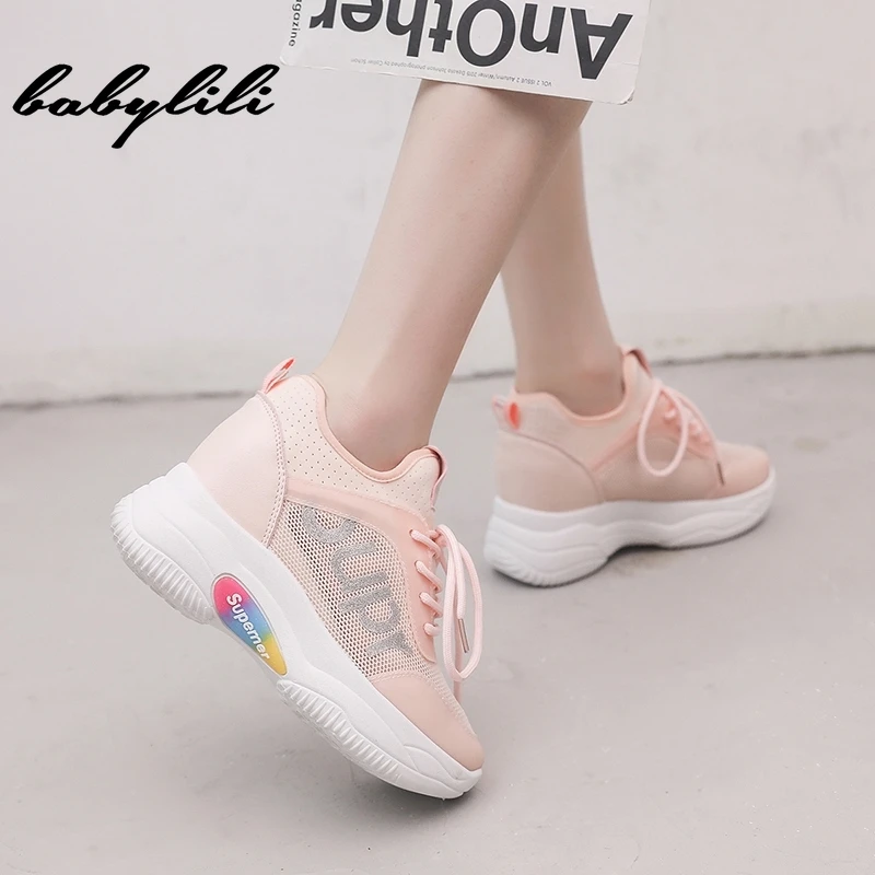 

Women Sneakers Fashion Heels Women Height Increasing Breathable Mesh Sneakers Platform Shoes Woman Casual Shoes Summer Autumn