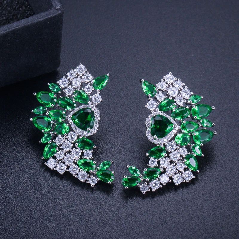 emerald stud earrings -ae225 6
