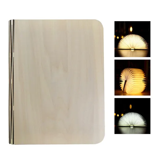 Wooden-yellow Прямая поставка, деревянный книжный светильник из искусственной кожи, перезаряжаемый через USB, светодиодный, магнитный, 3 цвета, складной Ночной светильник, настольный книжный светильник, домашний декор - Испускаемый цвет: Wooden-yellow