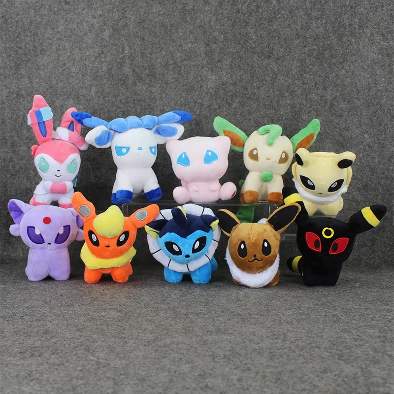 10pcs/lot Eevee Mew Plush Toys Q Version Sylveon Umbreon Espeon Jolteon Vaporeon Flareon Glaceon Leafeon Mini Plush Toy for Kids