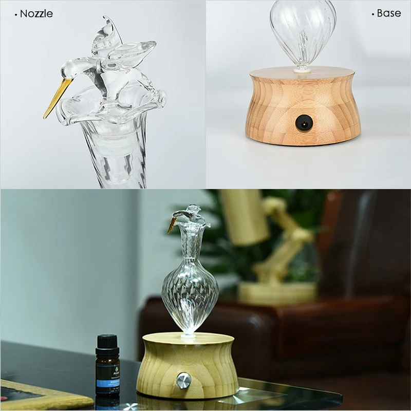 Waterless Essential Oil Diffuser Wood And Glass Aromatherapy Diffuser Essential Oil Aroma Diffusor Nebulizer For Home Us Plug