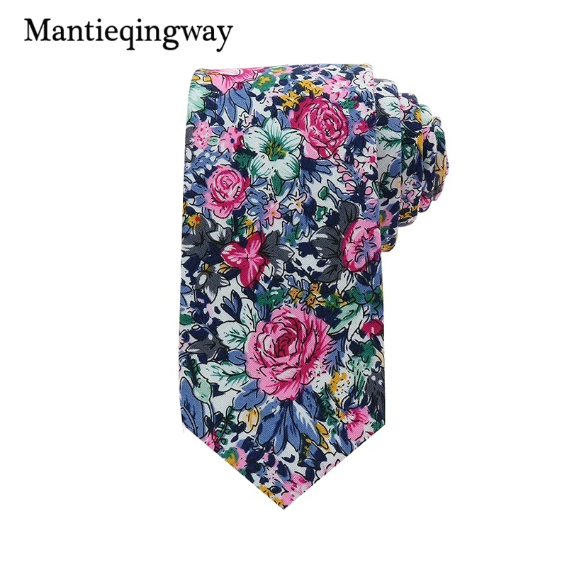 Mantieqingway 6 см хлопок узкий галстук для мужской костюм цветочные галстуки с принтом Gravatas тонкий свадебный галстук для шеи галстук