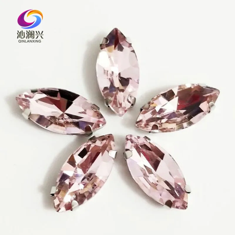 Crystal Horse Eye Shape Sewing Sew Crystal Rhinestone Pink Free