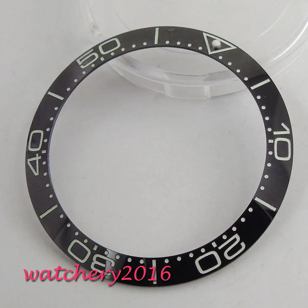 38mm black ceramic bezel White numbers insert for 40mm submariner men's watch