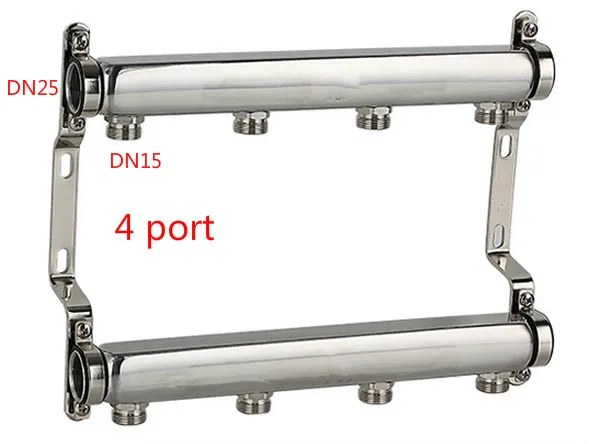 Распределительный коллектор воды из нержавеющей стали для системы напольного отопления(3-6 портов) Аксессуары для системы напольного отопления