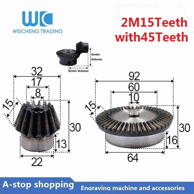 FLY MEN 2Pcs//lot 1:2 Bevel Gear 2 Modulus 16 Teeth Hole 8mm 32 Teeth Inner Hole 12mm 90 Degree Drive Commutation Steel Gears