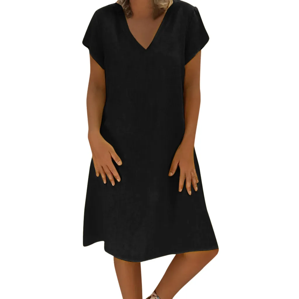 Расширенный диапазон размеров S-5XL! горячая распродажа Горячая женская летняя стильная женская футболка хлопок Повседневная размера плюс женское платье Vestido@ 17