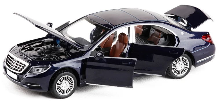 1/32 Maybach S600 литая под давлением металлическая модель автомобиля, игрушечный имитирующий автомобиль, светильник с музыкой, 6 дверей, можно открыть, подарки для детей