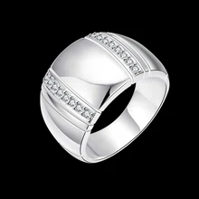 Men’s 925 Sterling Silver Cubic Zirconia Crystals Inlaid Ring