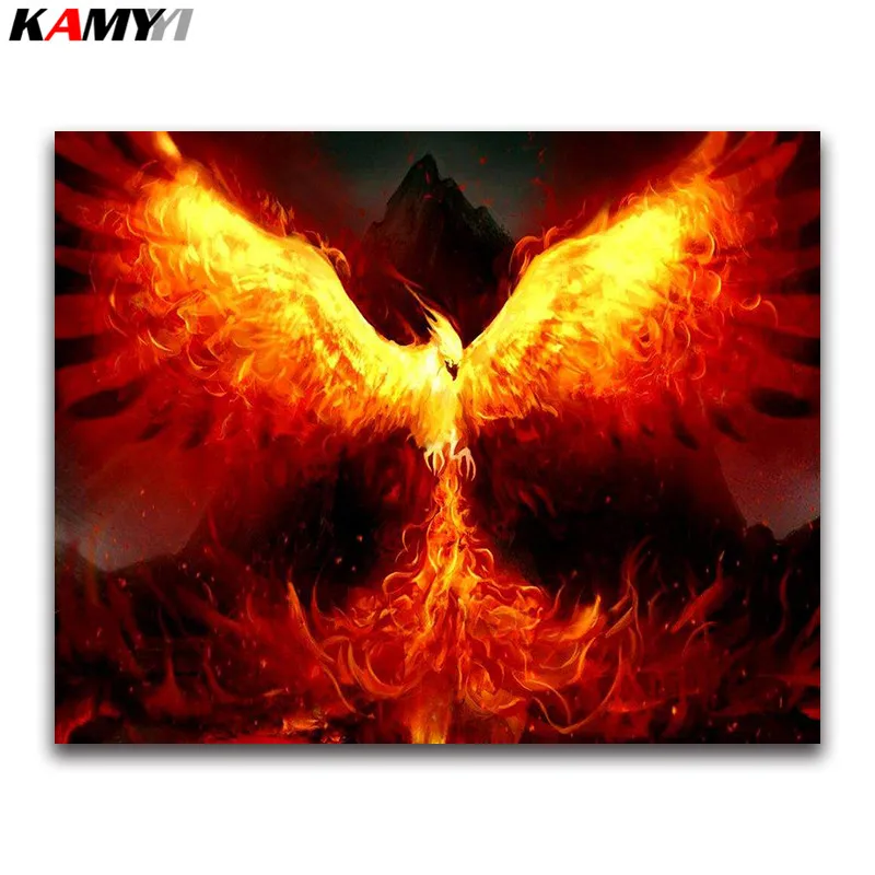 

Full Square Diamond embroidery Phoenix Fantasy 5D DIY Diamond painting Cross stitch Sun god Round Diamond mosaic Cartoon bird 03