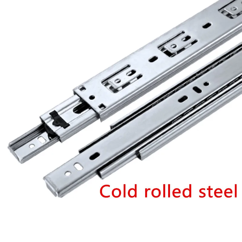 

1 Pair HG45V Silver color Three Sections Drawer Track Slide Guide Rail accessories for Furniture Slide Hardware Fittings