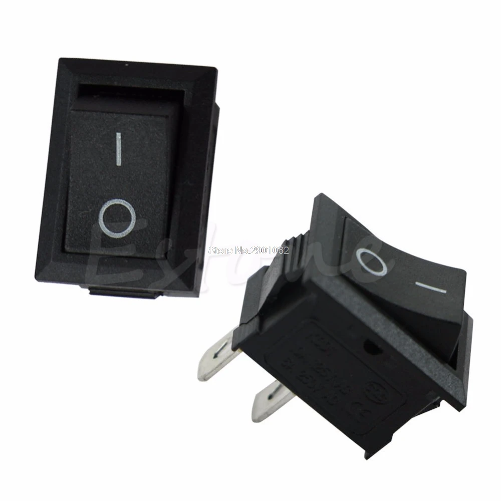 

250V 3A Mini Boat Rocker Switch SPST ON-OFF KCD1-2Pin Black Plastic Button 1PC -B119