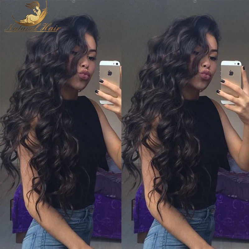 

1B# Body Wave Heat Resistant Synthetic Hair Lace Front Women Wigs BabyHair/Large Handtied Part Space