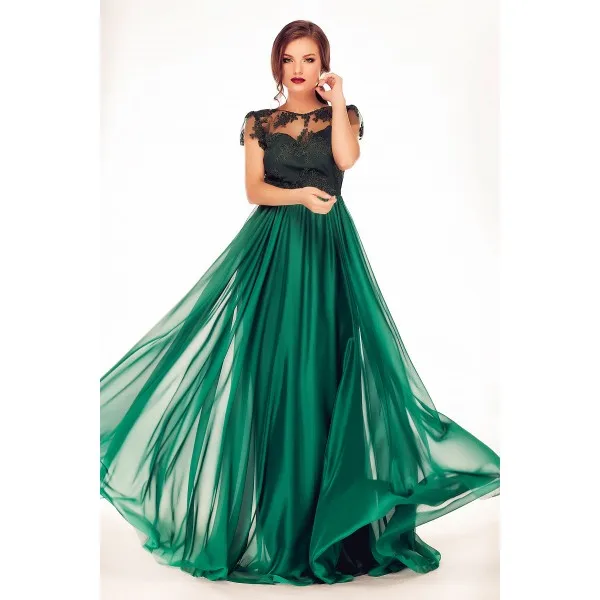 Buy Emerald Green New Arrival 2016 Chiffon Black Lace