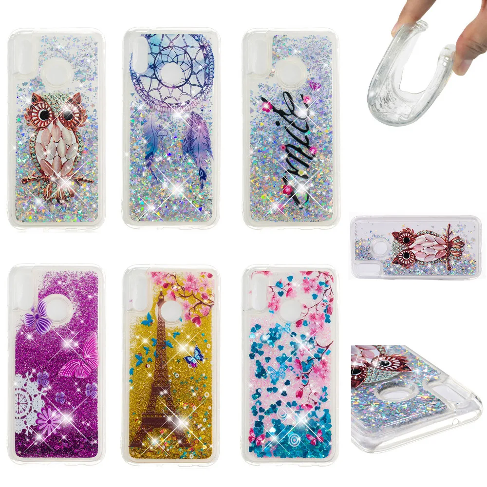 

LUCKBUY Soft TPU Back Cover For Huawei P20 Lite Plus Dynamic Case Liquid Glitter Quicksand Phone for Huawei P20 P20Lite P20Plus