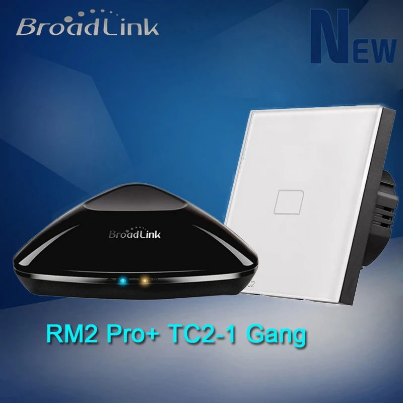 

Smart Home Broadlink RM Pro Universal Intelligent Remote Controller+TC2 UK EU 1 Gang Wireless Light Touch Switch For Ios Android