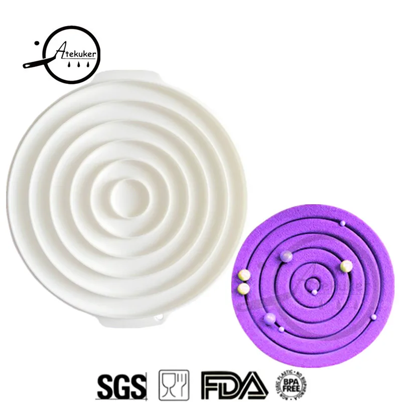 

Atekuker Round Circles Shape Silicone Mold Pastry Tools Forms For Baking Mousse Cake Decorating Moulds