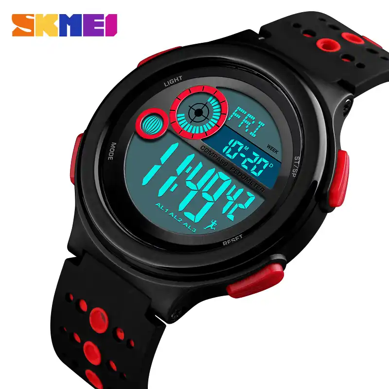 men's digital watch with compass