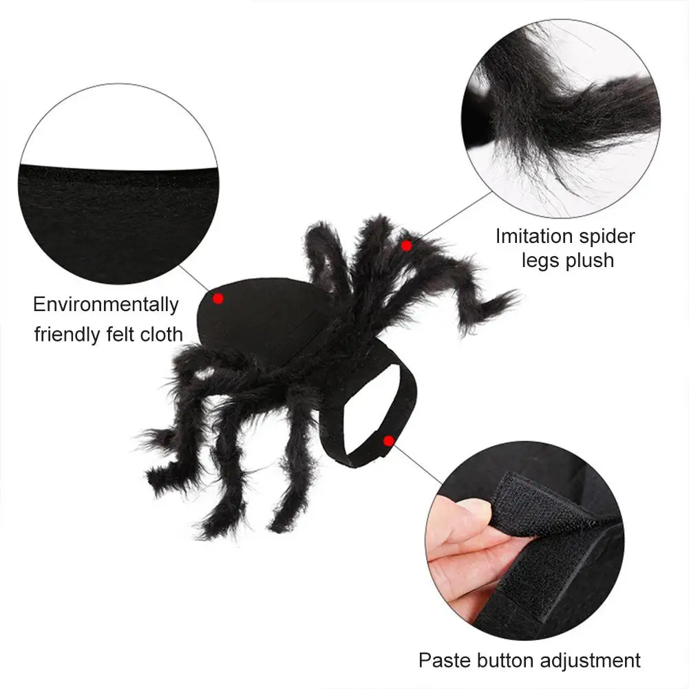 Halloween Spider Cosplay Cat Clothes Puppy Dog Horror Simulation Plush Spiders Dress Up Adjustable Party Performance Costume 20E