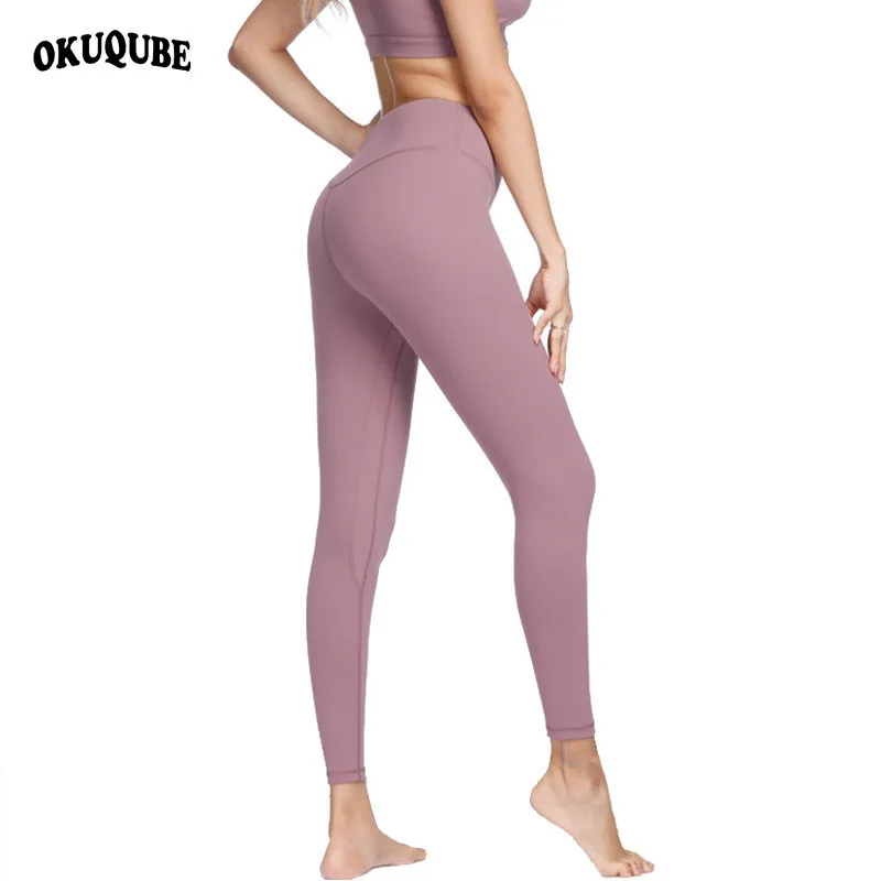OKUQUBE New Women Sports Leggings Elastic Yoga Tights Solid font b Fitness b font Pants High