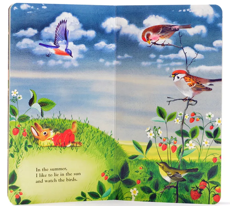 Presente para Crianças Coelho Clássico Quente Original Educacional Bebê Placa Livro Inglês Imagens Sentir Estações Mudanças Brinquedos eu Sou um 5 educacional bebê placa livro inglês imagens livro