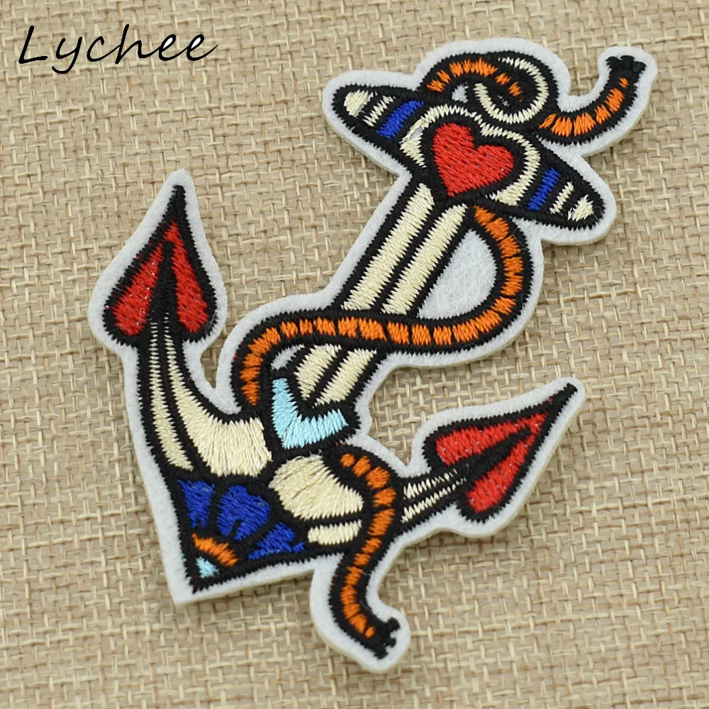 

Lychee Colorful Cartoon Anchor Love Heart Embroidery Patch DIY Sewing Craft Clothes Bag Badge Applique Accessories