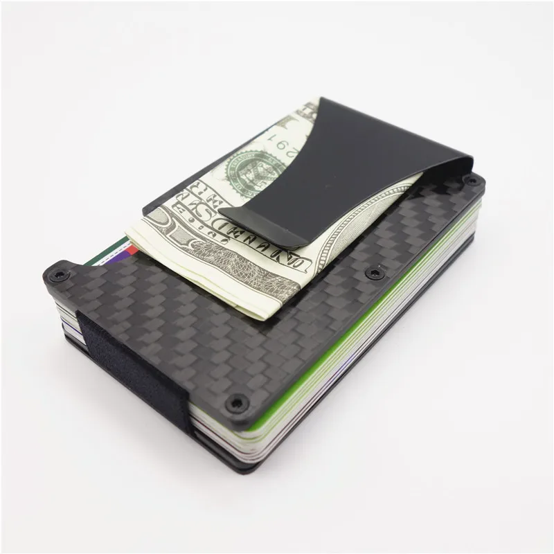 Carbon Fiber Metal Credit Card Holder Rfid Wallet Blocking Portable ID ...