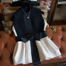 Vest Women 2020 New Fashion High Quality Elegant Bow Patten Veste Femme Sleeveless Jackets Coat Spring Waistcoat Colete Feminino