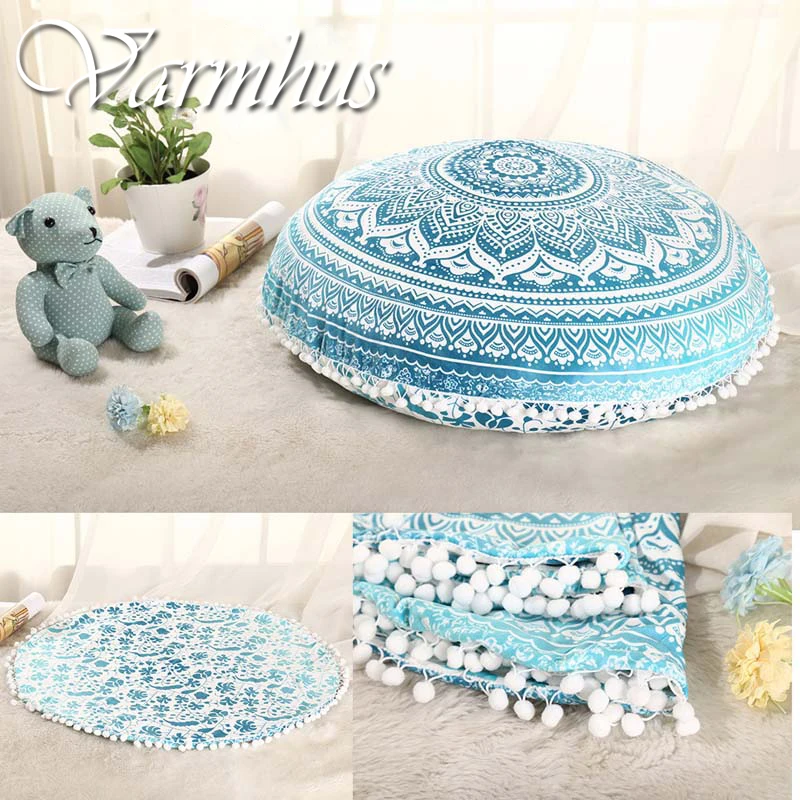 

Varmhus New Large Floor Pillow Case Indian Mandala Printing Round Cushion Covers Retro Boho Tapestry Cover Cases Home Decoration