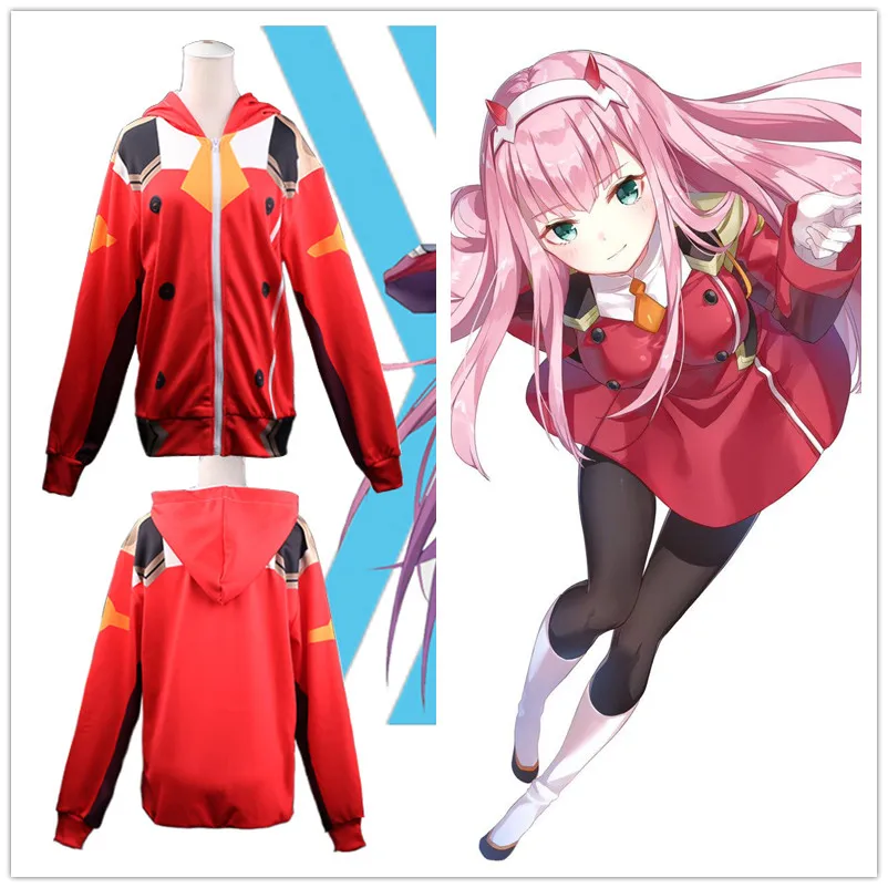 

Anime DARLING in the FRANXX Cosplay Costume HIRO ICHIGO Zero 2 MIKU Hoodie Zipper Sweatshirt Coat Hoody Hoodies School Uniform