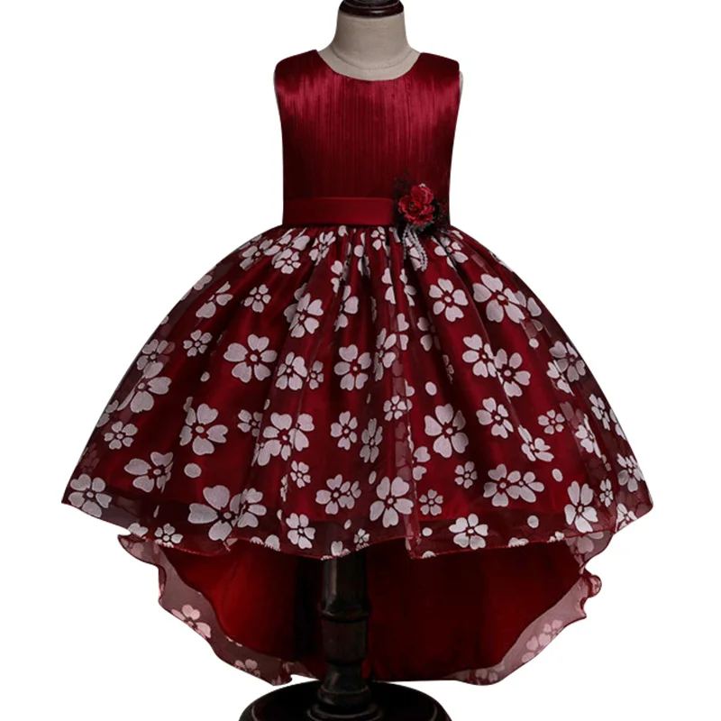 

Summer 2019 new children's tail dress girls print sweet princess dress girls t stage catwalk elegant party clothing