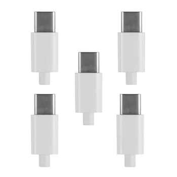 

5set DIY 24pin USB 3.1 Type C USB-C Male Plug Connector SMT type with White / Black3.5mm SR and Housing Cover