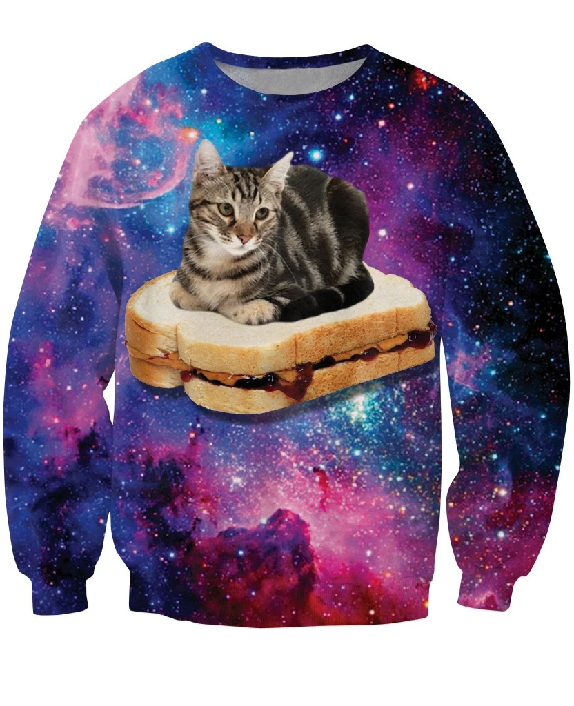 Free Shipping Cat PBJ Space Kitty Sweatshirt Jumper Tops ...