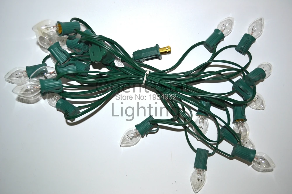 Лампа накаливания типа C7 светильник зеленый или белый SPT-1 кабель 20 розеток С 20 шт. лампа вилка с предохранителем концевое соединение