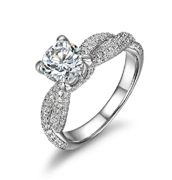 

Exclusive Luxury Wedding 1CT Simulate Diamond Rings 925 Sterling Silver White Gold Polish Best Jewelry Gift For Love Whoelsale