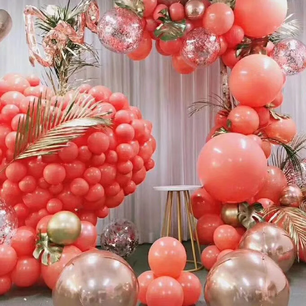 

NEW Hot! 100PC Coral Red Balloons Birthday Party Decor Latex Ballons Festival DIY Peach Pink Color Helium Balloon 5"10"12" ZY196