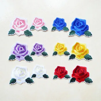 

1 Pcs Rose Lily Flowers Embroidered Iron on Patches for Clothing DIY Stripes Clothes Sticker Applique Badges Dress Accessories