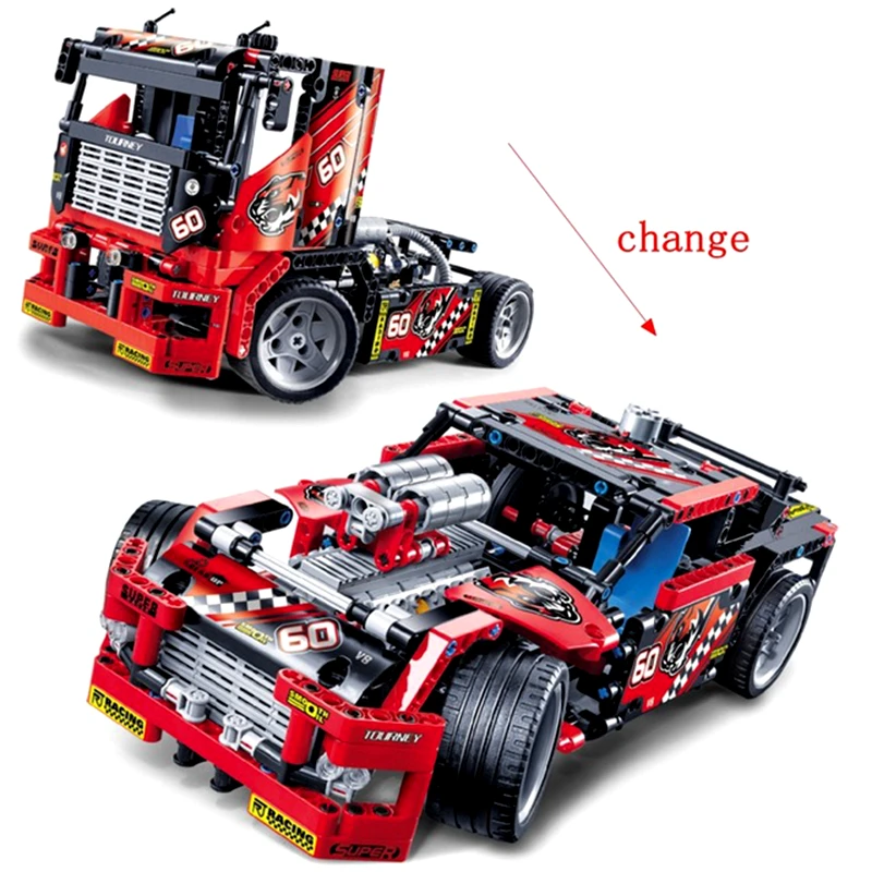 

LEGOing Technic Race Truck 608pcs Building Blocks Transformable Heavy Car Toys For Children Compatible Legoings Technic voiture