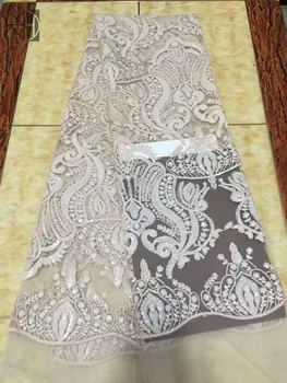 

Wholesale nigerian wedding african lace fabric with sequins SYJ-7914 guipure cord lace fabric for nice dress