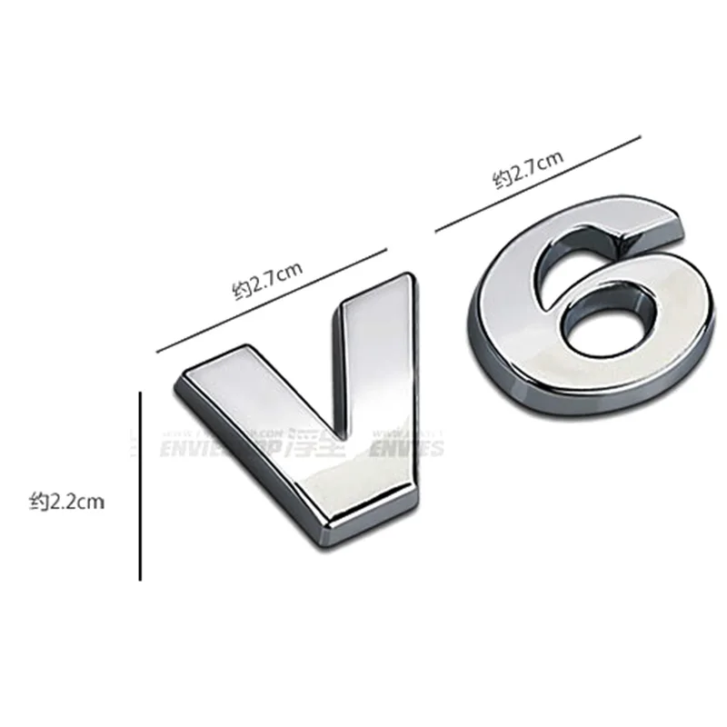 Хромированный металл цинкового V6 отдельные фигура с буквами багажник Знак